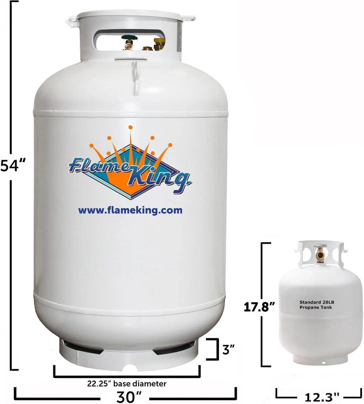Flame King Vertical Propane Tank 420LB - White