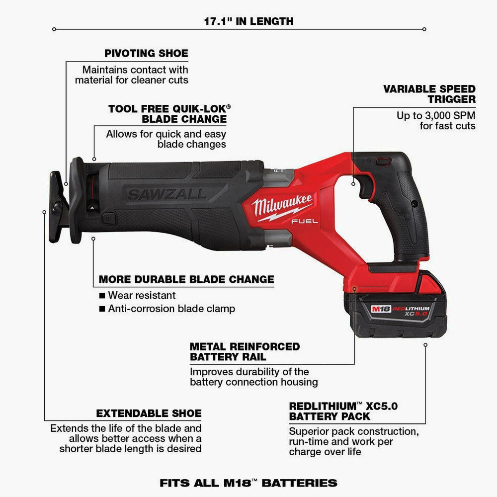 18V M18 FUEL Lithium-Ion Brushless Cordless 7-Tool Combo Kit 5.0 Ah
