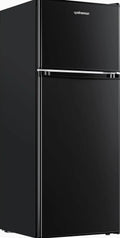 Upstreman 4.0 Cu.Ft Mini Fridge with Freezer – Double Door Compact Refrigerator for Dorm, Office, Bedroom – Adjustable Thermostat, Black (BR401)