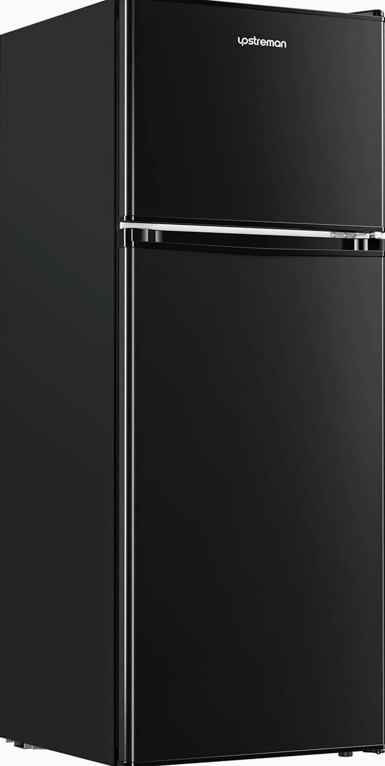 Upstreman 4.0 Cu.Ft Mini Fridge with Freezer – Double Door Compact Refrigerator for Dorm, Office, Bedroom – Adjustable Thermostat, Black (BR401)
