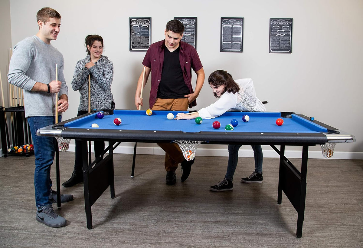 Hathaway Fairmont 6 Ft Portable Pool Table, Blue - BG2574