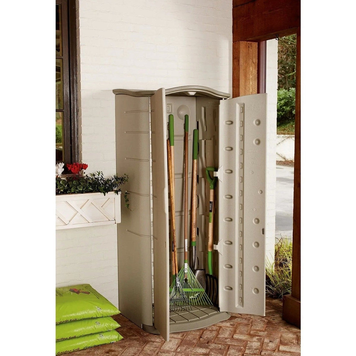 Rubbermaid Vertical Resin Weather Resistant Outdoor Storage Shed