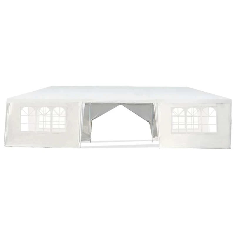 Outdoor Party Wedding Event Canopy Tent, 10 ft x 30 ft, White, 6 Removable Sidewalls, 2 Doorways