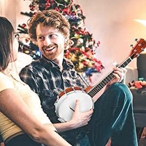 String Banjo 26 Inch MINI Travel Banjo Banjo Beginner Kit with Remo Head Open Back &amp; Closed Solid Back with beginner Kit Comfortable Carrying Bag
