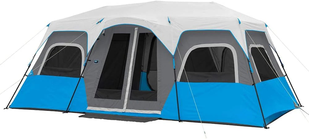 12-Person Instant Cabin Tent With LED Lights, Blue/Gray - 18 ft x 10ft