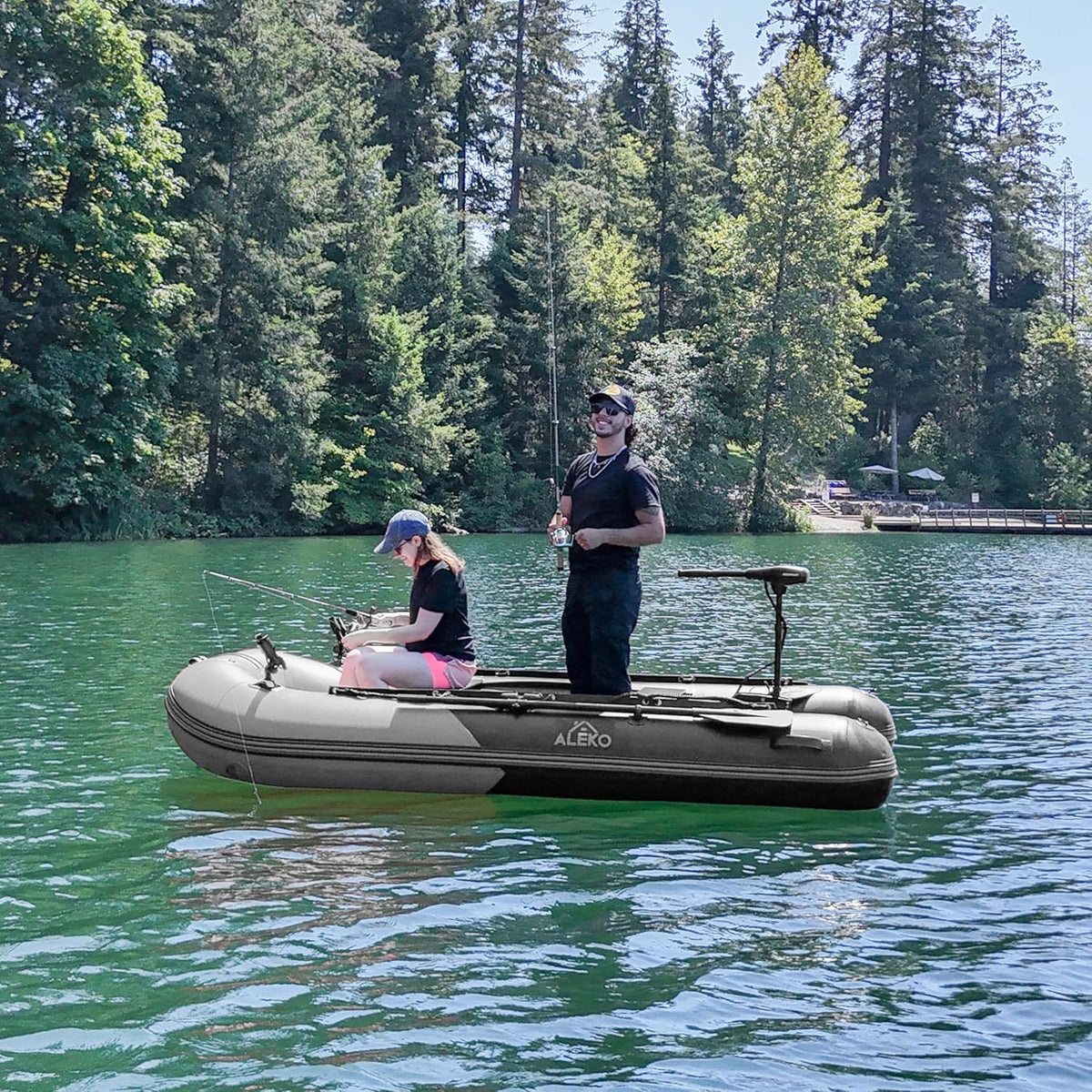 Inflatable Dinghy Fishing Boat, 8'5, 3-Person, Red/Black, Aluminum Floor - BT85RBK
