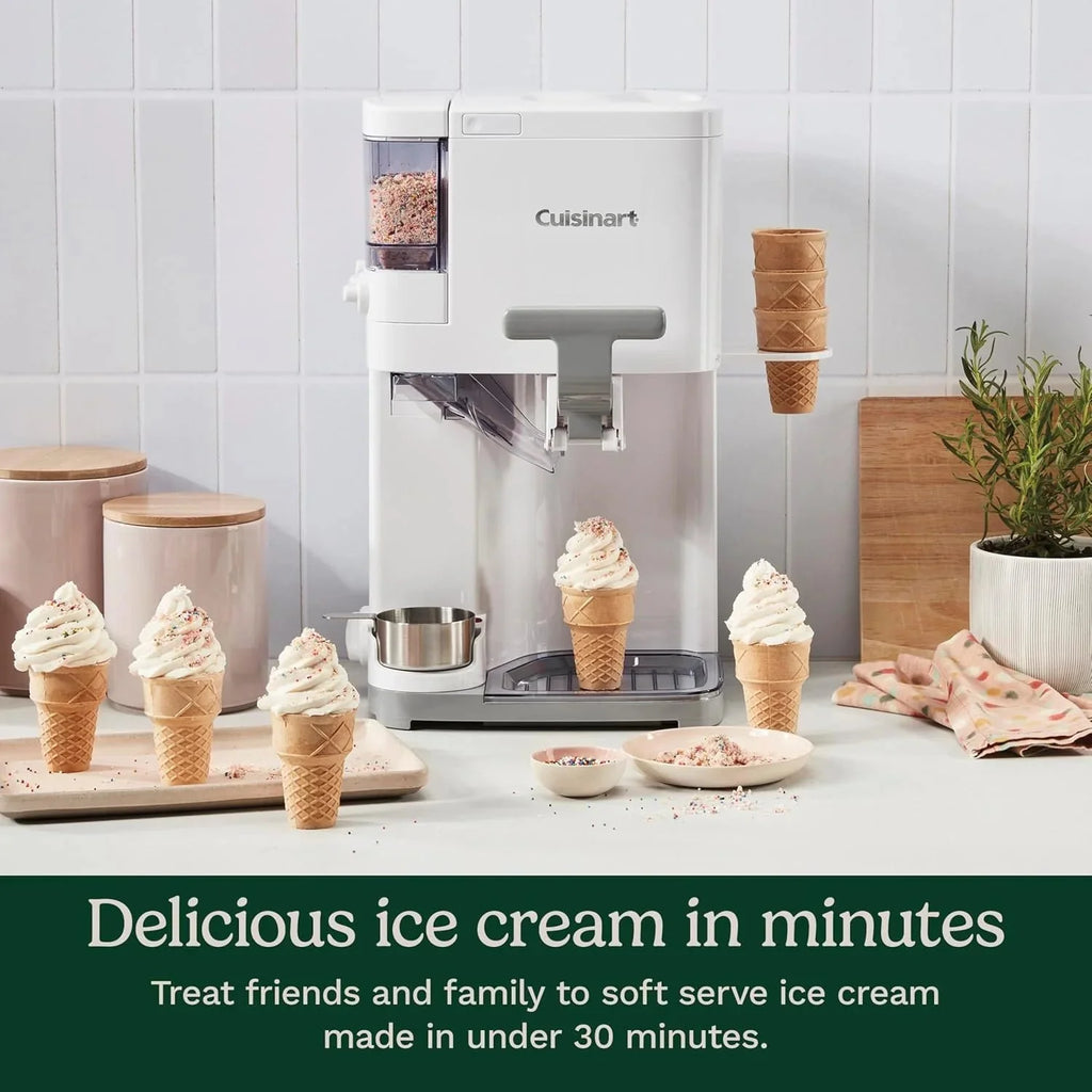 Cuisinart Soft Serve Ice Cream Maker, 1.5 Quarts, White - ICE-48