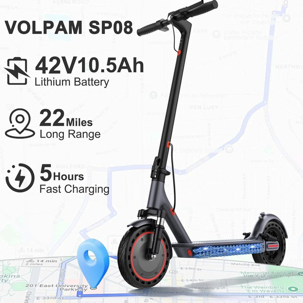 Electric Scooter, 350W/500W Powerful Motor, 8.5"/10" Solid Tires, 19/22Mph, 28/21/12 Miles Range,Dual Braking