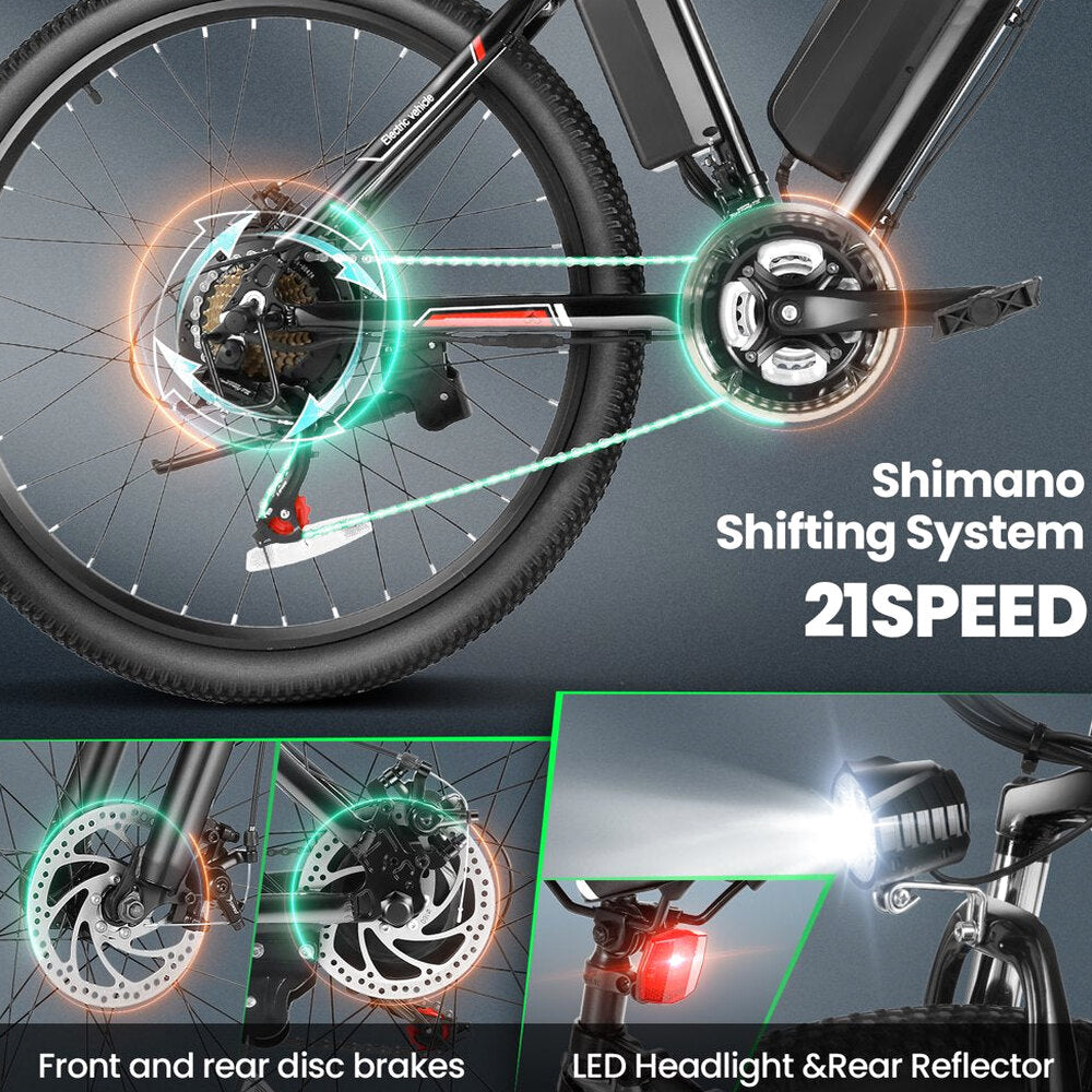 500W Electric Bike 26" Electric Bicycle for Adults with Cruise Control System Ebike