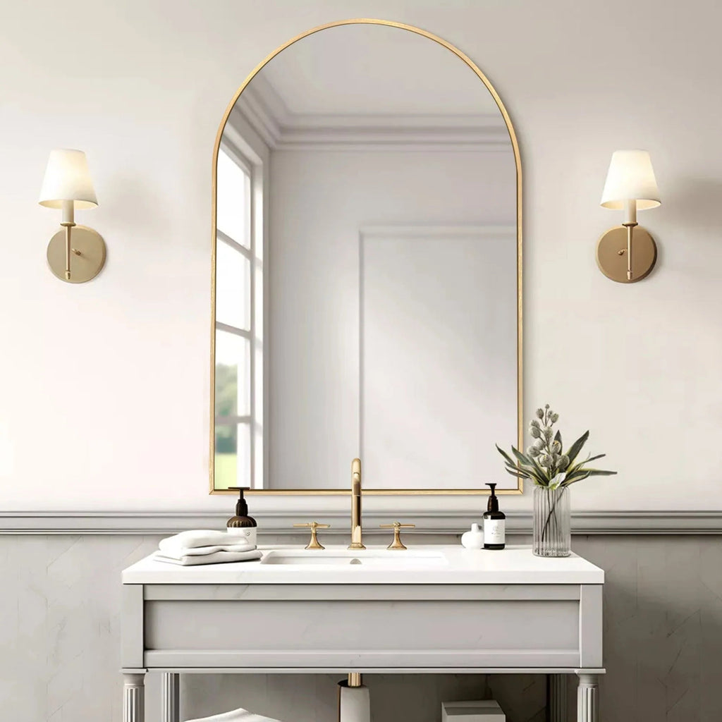 Arch Aluminum Bathroom Wall Mirror - Black Or Brushed-Gold, 1-Pack, 2-Pack Or 4-Pack