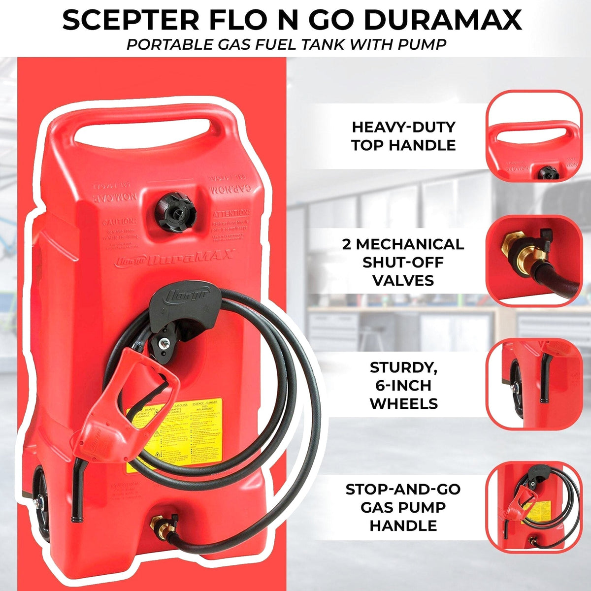 14 Gallon Portable Gas Fuel Tank with Pump, 2 Pack, Red