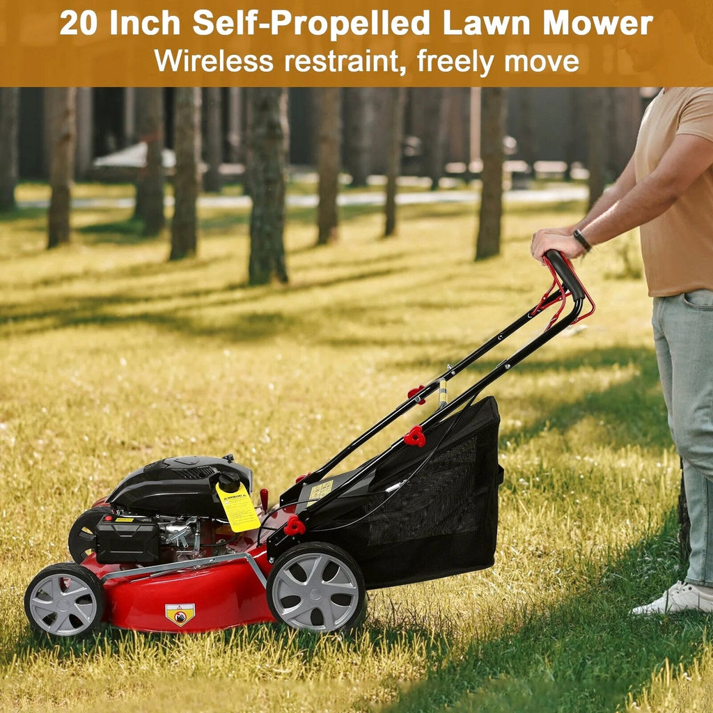 Lawn Mower, Self Propelled Lawn Mower, 141cc Gas Engine Lawn Mower, Push Lawn Mower with 50L Grass Tank, Big Wheels