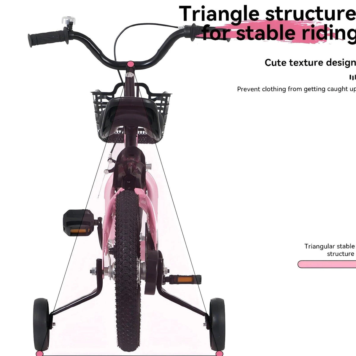 Baprem 18" Girls Bike for 5-9 Years Old Kids, Cute Kids Bike with Training Wheels, Steel Frame Sporty Children Bicycle, Pink