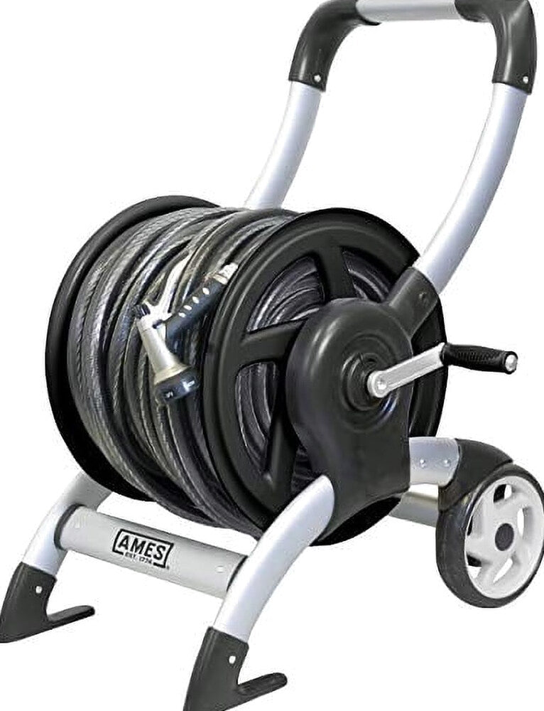 The Ames Company P-Aluminum Hose Reel Cart- Silver 200 Ft