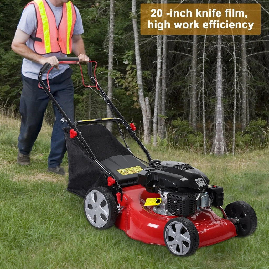 Lawn Mower, Self Propelled Lawn Mower, 141cc Gas Engine Lawn Mower, Push Lawn Mower with 50L Grass Tank, Big Wheels