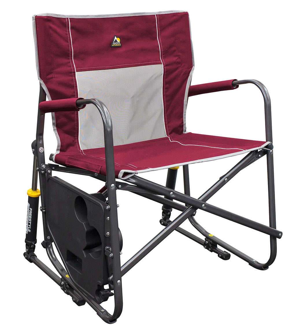 GCI Outdoor Freestyle Rocker XL Folding Rocking Chair with Side Table, Supports 250 lbs, Portable for Camping