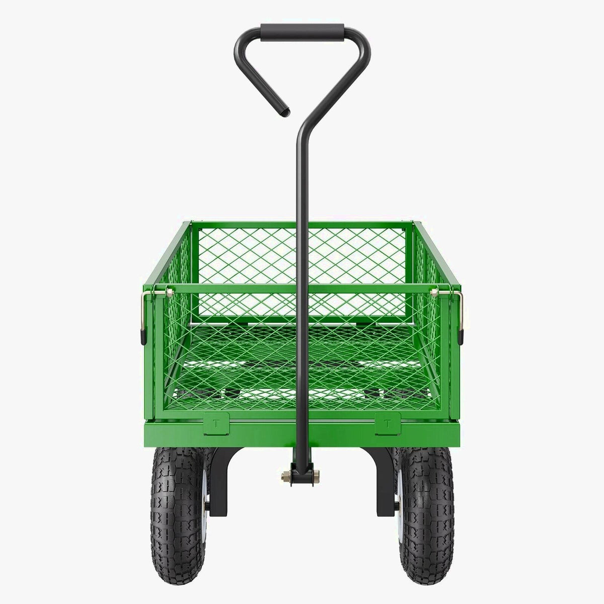 KFFKFF Mesh Steel Garden Cart 900 Lbs, 38 x 22 " Heavy Duty Utility Wagon Cart, Metal Garden Trolley with 10" Wheels, Removable Mesh Sides, 180 Swiveling Handle (Green)