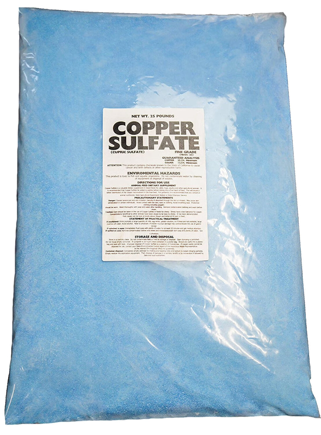 Copper Sulfate Fine Crystals - 25 lb Bag