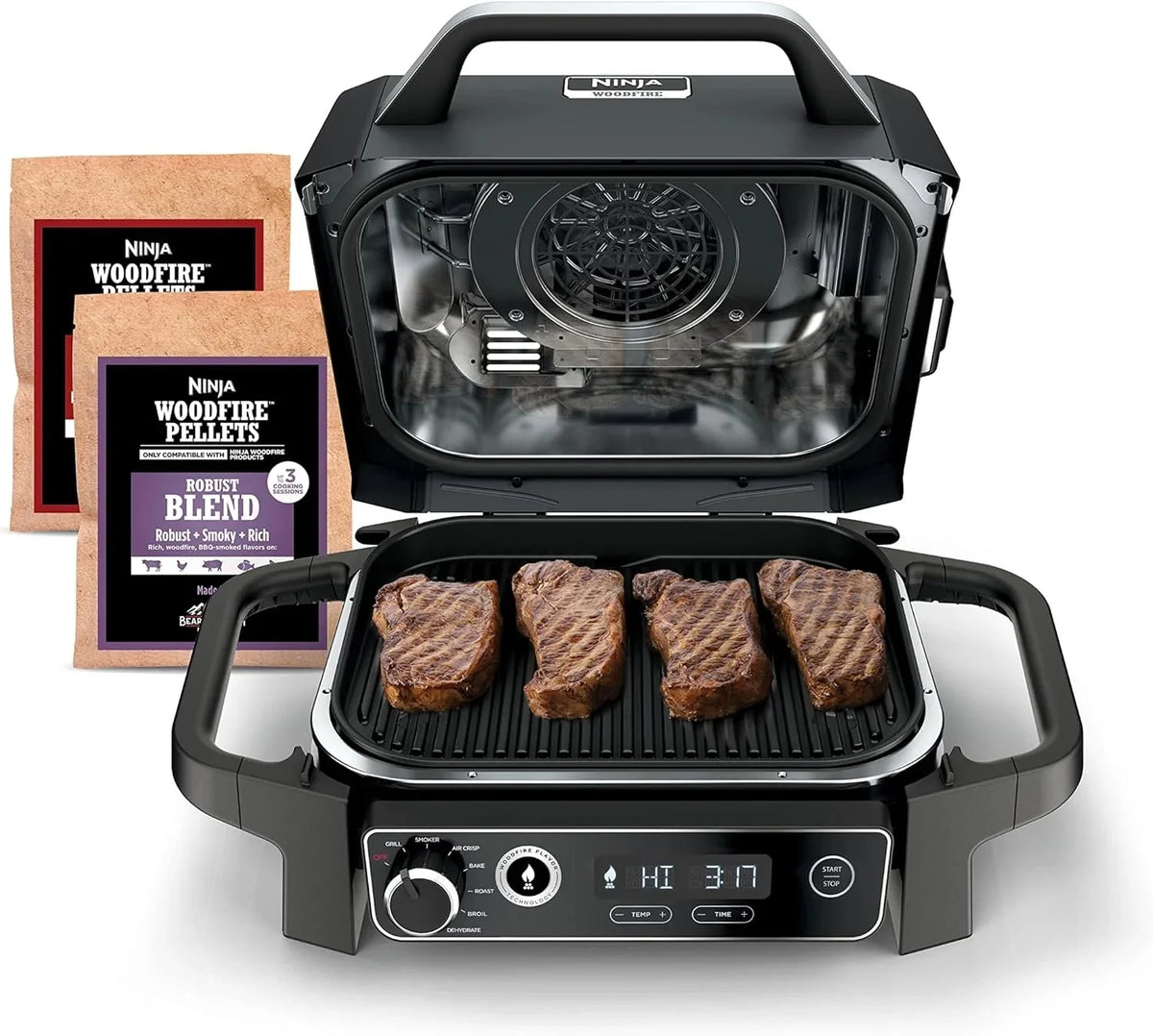 Ninja 7-in-1 Portable Electric Outdoor Grill And Smoker With Thermometer, Grey - OG751BRN
