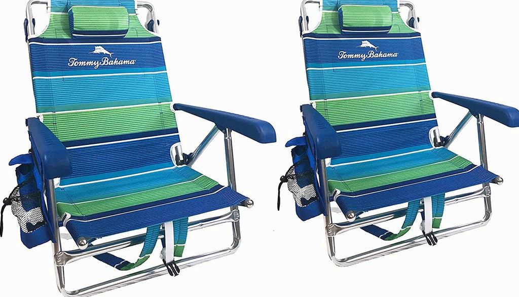 2 Backpack Beach Chairs with Storage Pouch and Towel Bar