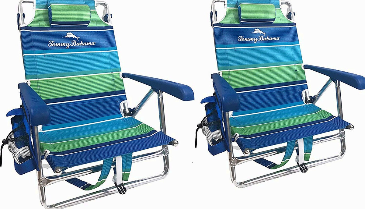 2 Backpack Beach Chairs with Storage Pouch and Towel Bar
