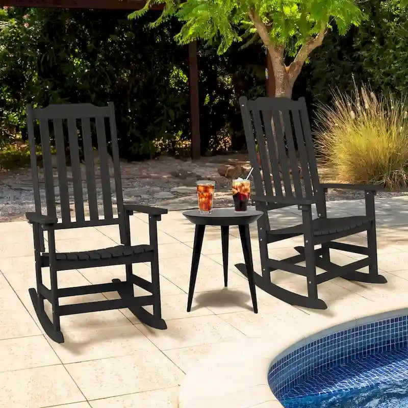 Vrakae Patio High-Back Rocking Chairs, 2-Piece, 21 x 34.6 x 46 Inches