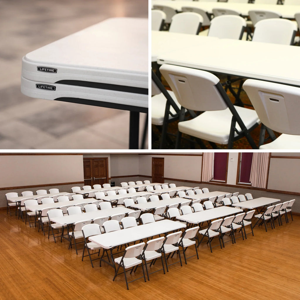 Lifetime Folding Table And Chair Set, 12 8-Foot Tables And 96 Chairs - Pack Of 108