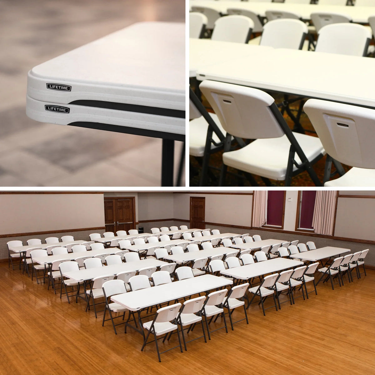Lifetime Folding Table And Chair Set, 12 8-Foot Tables And 96 Chairs - Pack Of 108