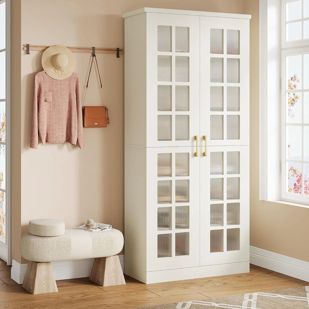 Tribesigns 71-Inch Tall 8-Tier Shoe Storage Cabinet With Doors And Adjustable Shelves - White