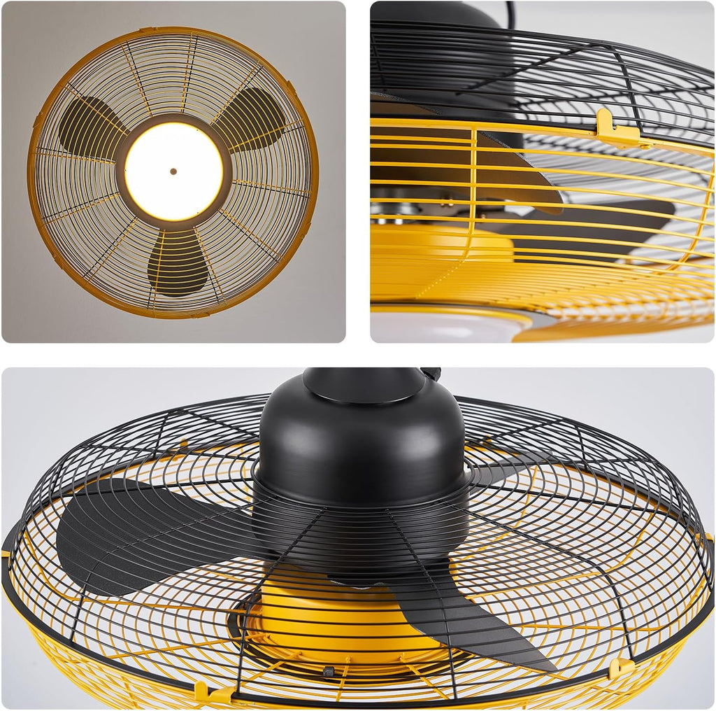Orison Outdoor Plug-In Ceiling Fan With Light, Yellow, 21in D x 21in W x 10in H - B63992
