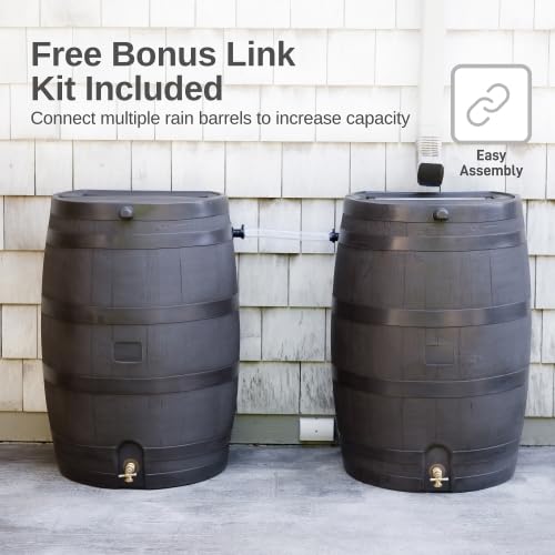 50 Gallon Rain Barrel With Brass Spigot And Flat-Back Design