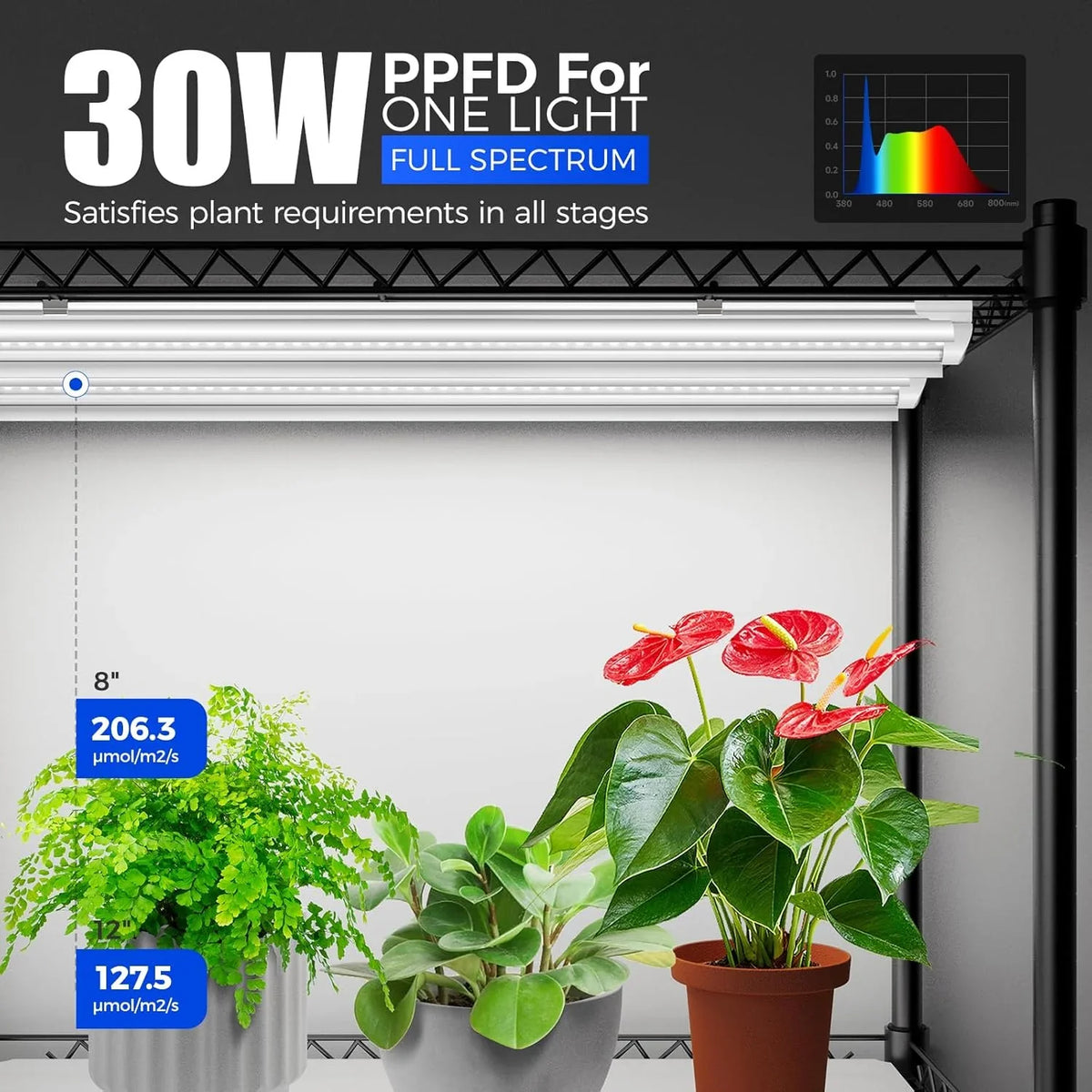 Barrina 4-Tier Mini Greenhouse With 6pcs 3ft T8 LED Grow Lights, 35.4 x 13.8 x 59in - INWT80421265Ec