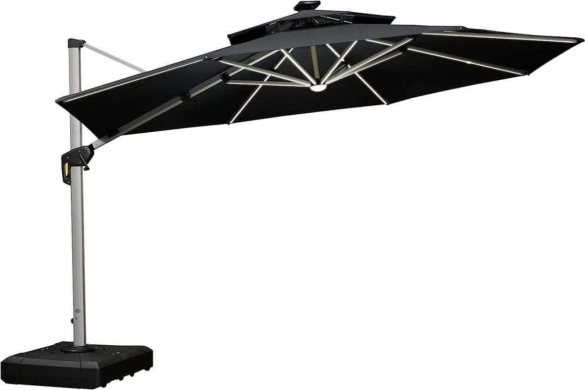 12ft Solar LED Cantilever Patio Umbrella