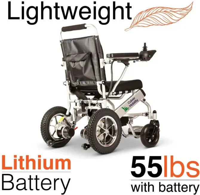 Culver Mobility Folding Electric Power Wheelchair - Silver, 17.5 inc