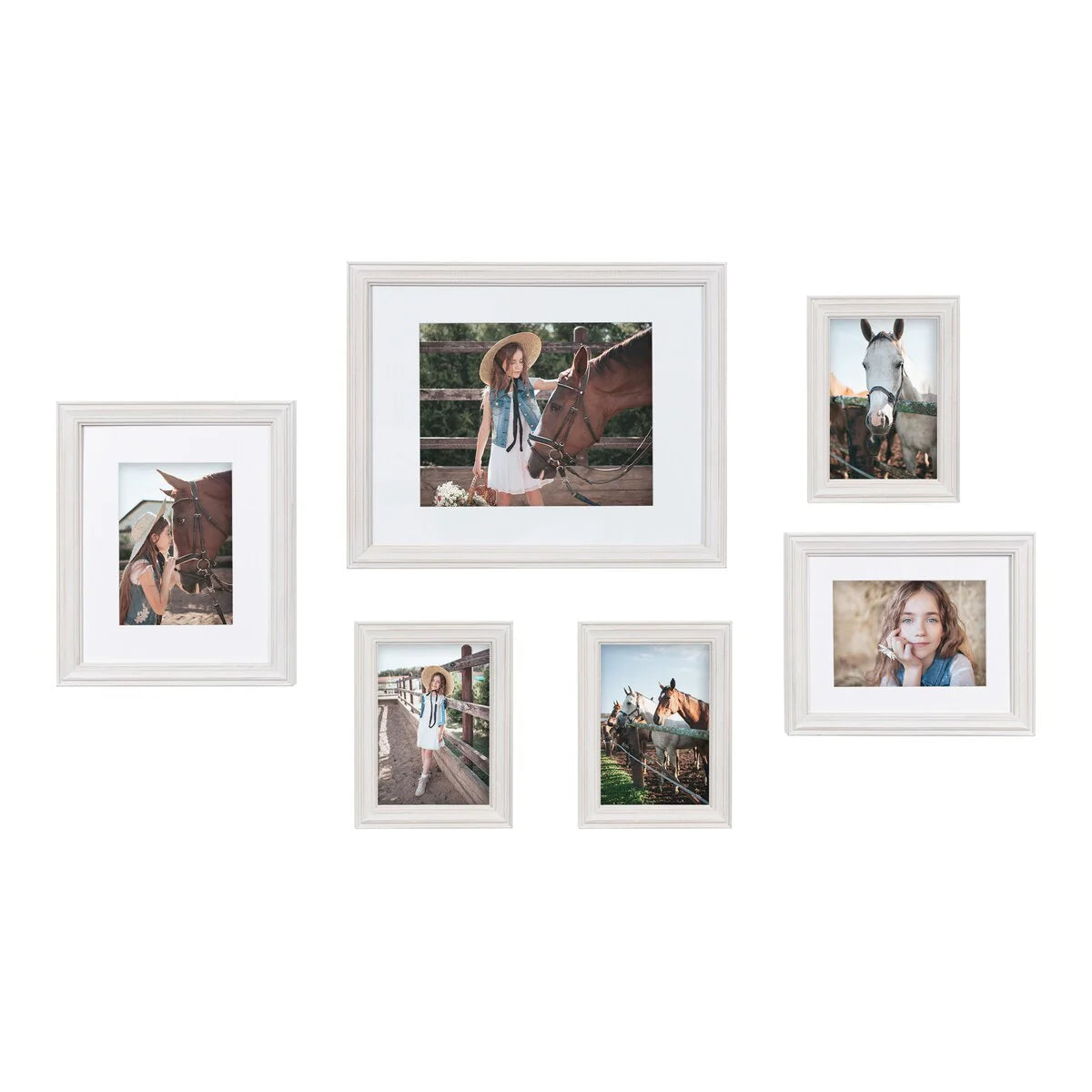 Gallery Wall Picture Frame Set, 6-Piece Wood Frames With 11 x 14 in, 8 x 10 in, 9 x 7 in, And 5 x 7 in Sizes