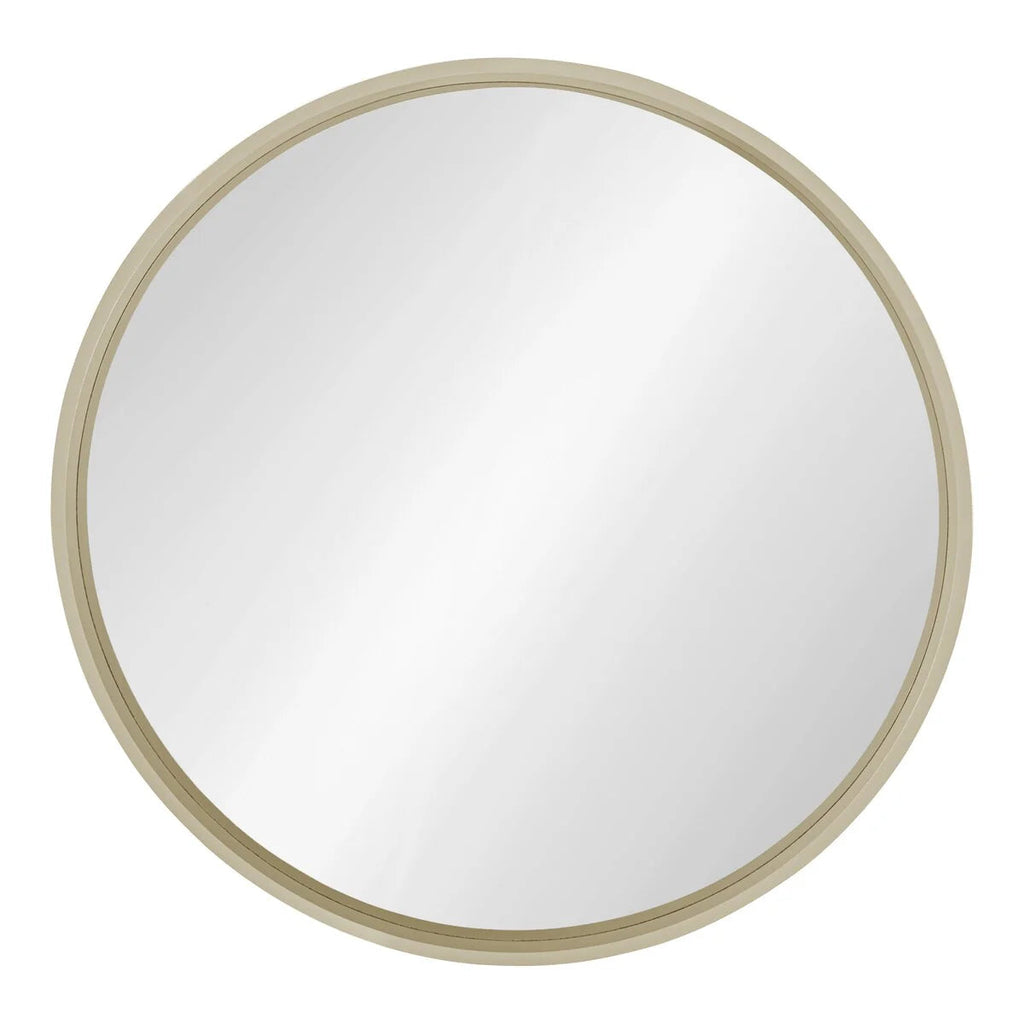 Round Wood Accent Wall Mirror With Modern Decorative Wooden Frame
