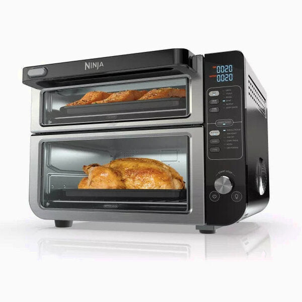 12-in-1 Double Oven with FlexDoor, FlavorSeal Smart Finish, Rapid Top Oven, Convection and Air Fry Bottom Oven DCT401