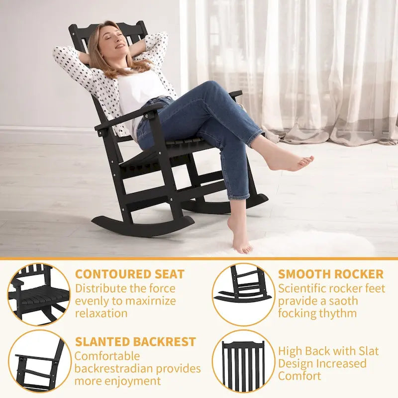 Vrakae Patio High-Back Rocking Chairs, 2-Piece, 21 x 34.6 x 46 Inches