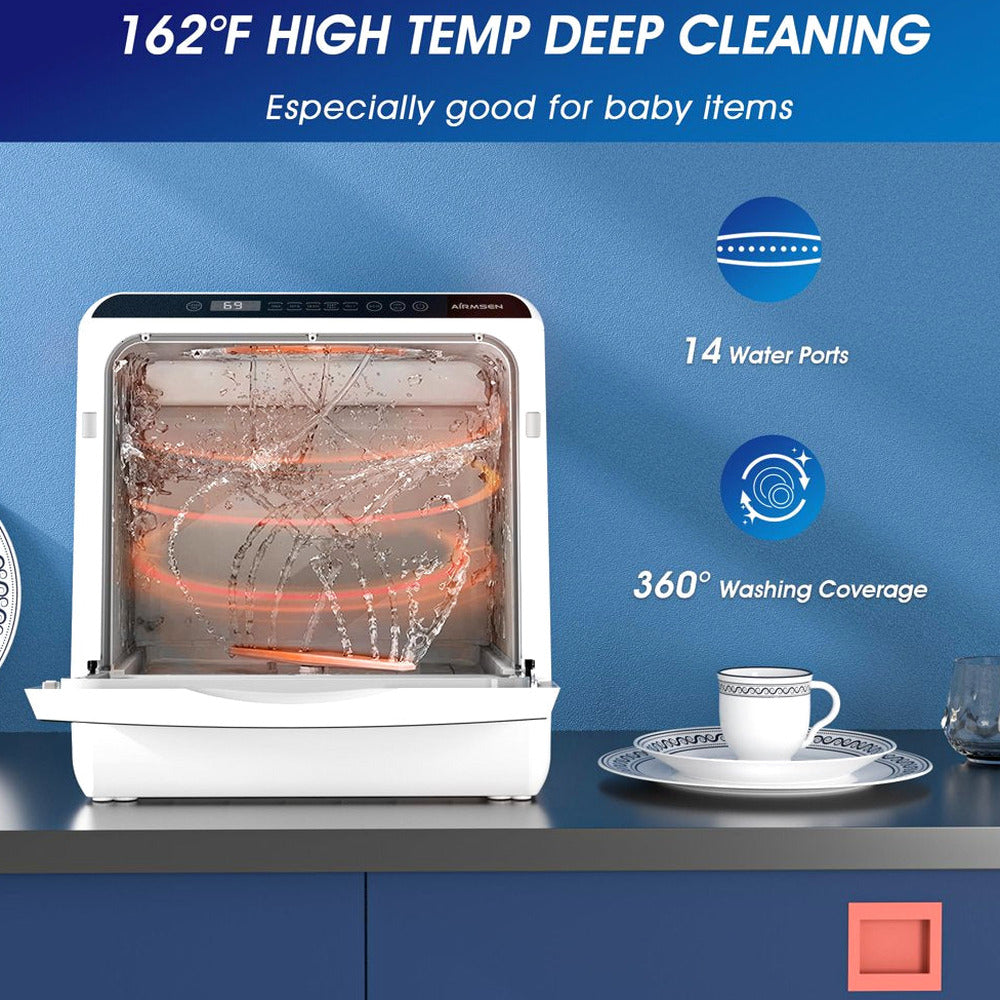 Portable Countertop Dishwasher with 5-Liter Built-In Water Tank and Air-Dry Function 5 Washing Programs