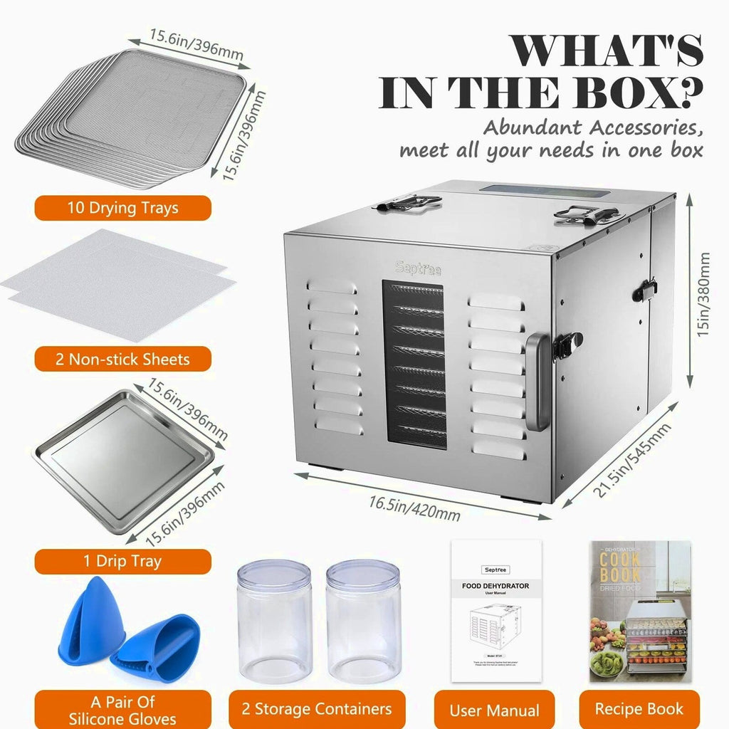 Septree Commercial Large 10 Trays Food Dehydrator