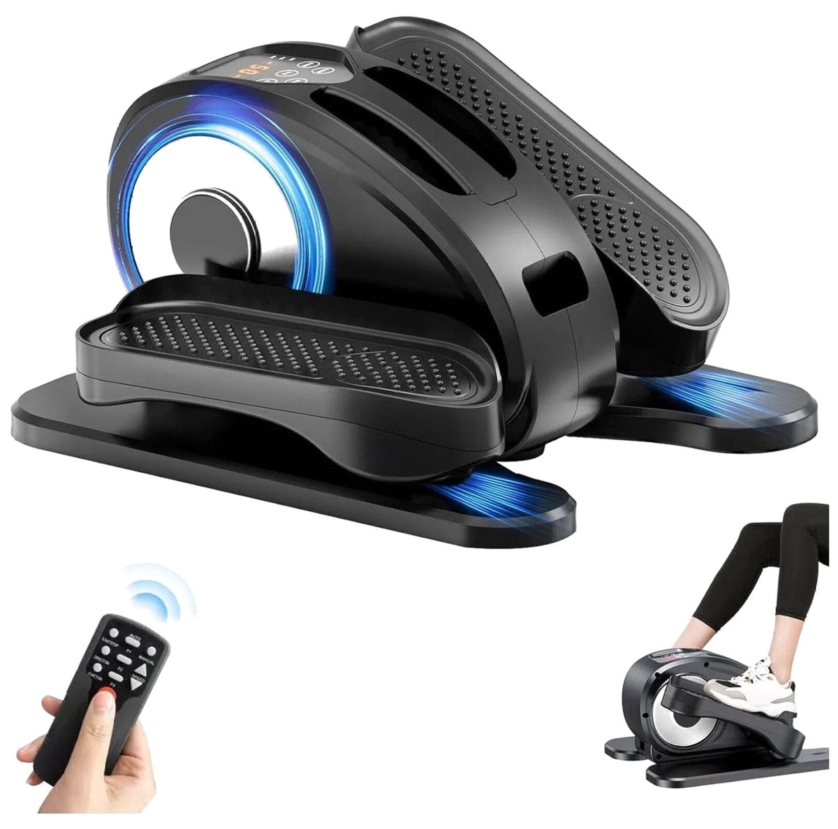 Under Desk Elliptical Electric Foot Pedal Exerciser Fully Assembled Seated Elliptical Compact Portable Elliptical Machine Trainer with Control Mini Elliptical Leg Exerciser for Home