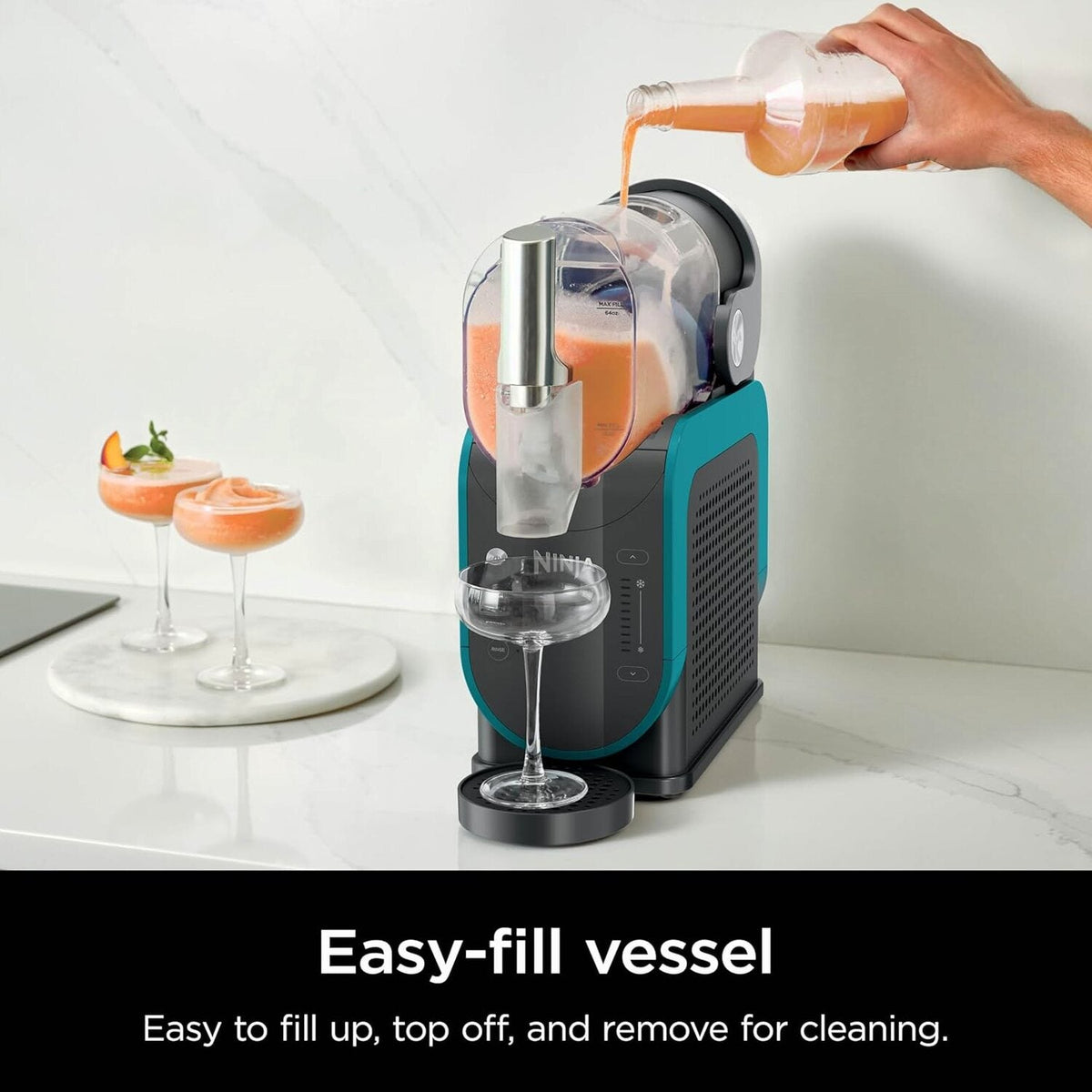 SLUSHi with RapidChill Technology, 88 oz. Frozen Drink &amp; Slushie Machine, 5 Preset Programs, Margaritas, Frappés, and More, Premium Accents, Black, FS301