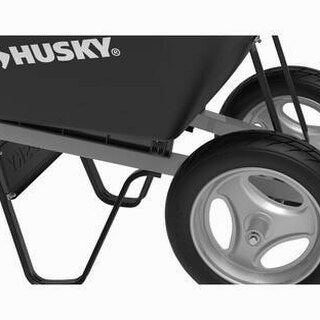 Husky 6 Cu. Ft. Poly Dual Wheel Wheelbarrow with Flat Free Tires