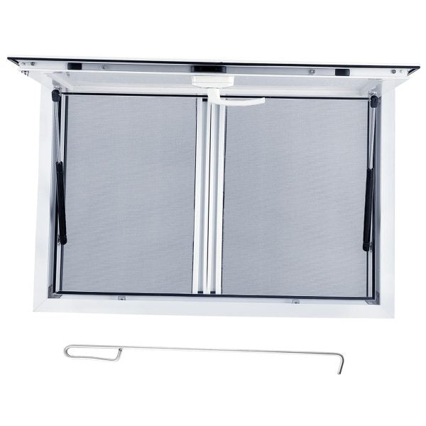 AUTO_ACCESSORY Concession Service Window 36W x 36H Aluminum Alloy With Sliding Screens, Awning Door And Hydraulic Lift