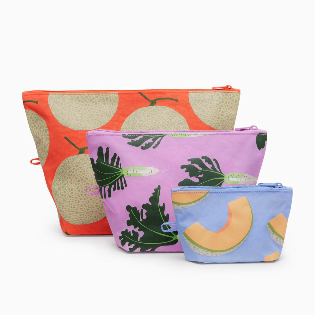Baggu Recycled Nylon Go Pouches - Set of 3 - Japanese Produce