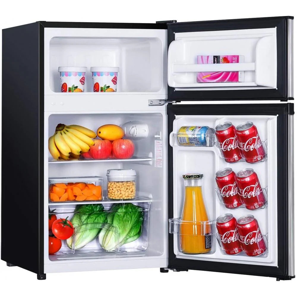 g Mini Fridge With Freezer, 3.1 Cu.Ft, 2 Doors, Stainless Steel - HPVFR310