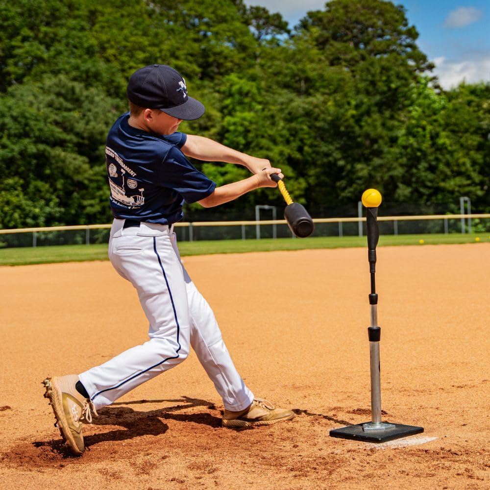 Baseball And Softball Swing Trainer With 12 Soft Balls, 12-Inch Grip, Fits 26 in To 34 in Bats