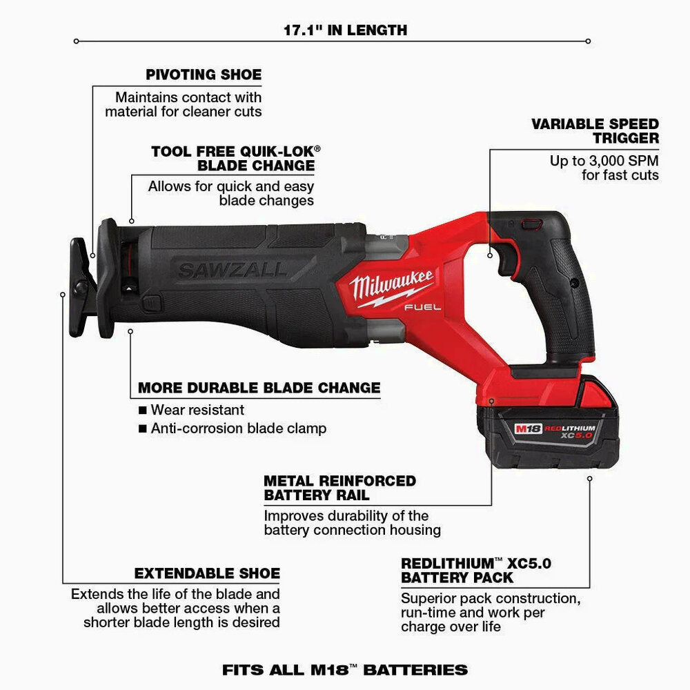FUEL Lithium-Ion Brushless Cordless 7 Tool Combo Kit 5.0 Ah 18V M18