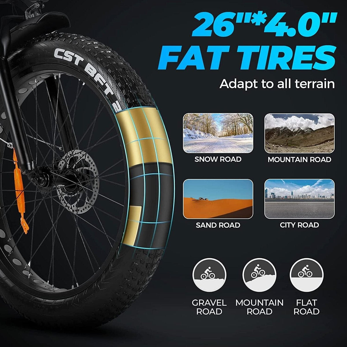 750W Electric Mountain Bike - 48V/15Ah Battery, Dual Disc Brakes, Shimano 7-Speed, Black