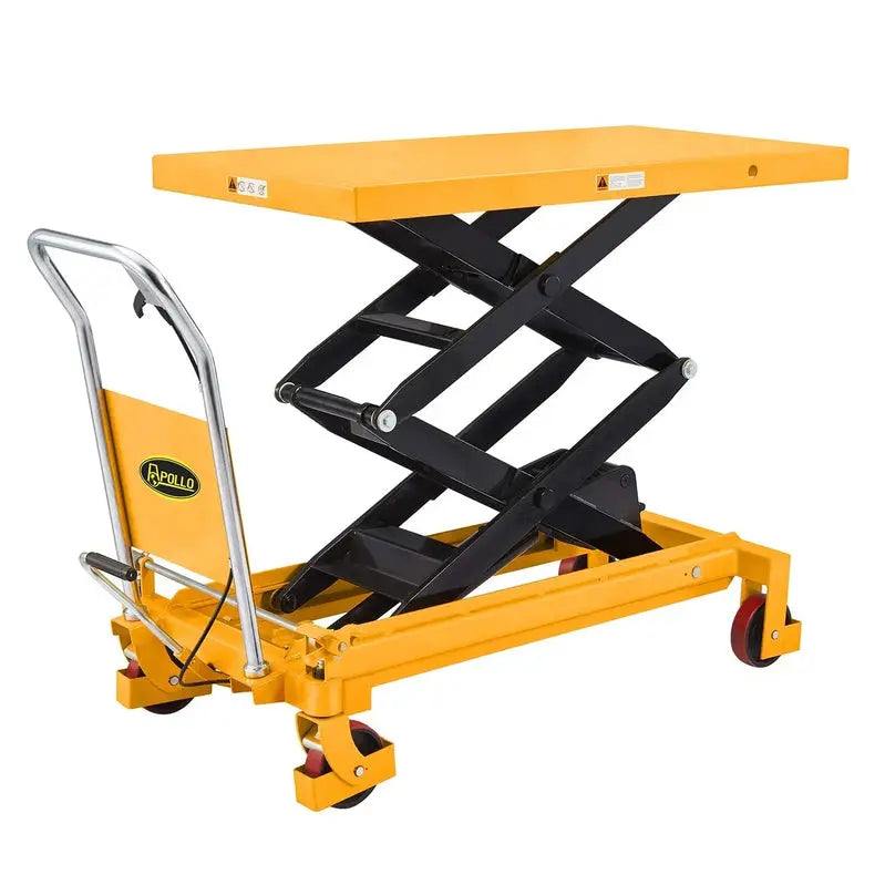 Apollolift Double-Scissor Hydraulic Lift Table Cart, 770 Lb Capacity, 51-Inch Max Height